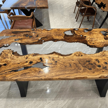 Large Wooden Dining Table – Premium Live-Edge Epoxy Dining Table | Fankaarlok