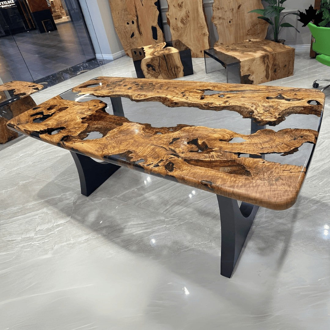 Large Wooden Dining Table – Premium Live-Edge Epoxy Dining Table | Fankaarlok