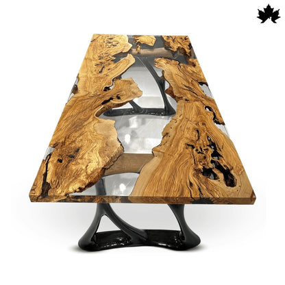 Luxury Dining Table in Zirakpur – Olive Wood Epoxy River Table | Fankaarlok