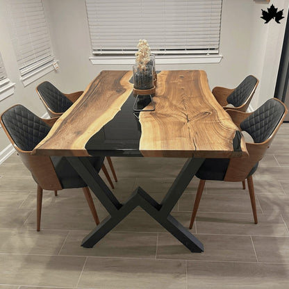 Contemporary Dining Table – Black Epoxy River Table | Fankaarlok