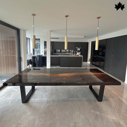 Wooden Dining Table Online – High-Gloss Black Resin Table | Fankaarlok