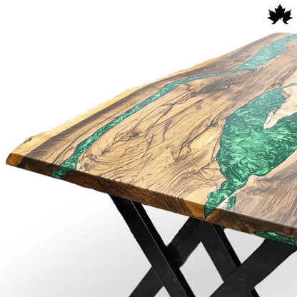 Teak Wood Dining Table – Handcrafted Epoxy Teak Dining Table | Fankaarlok