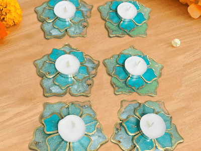 Aqua Wave Essence- Set of 6 Diya Holder - Fankaarlok