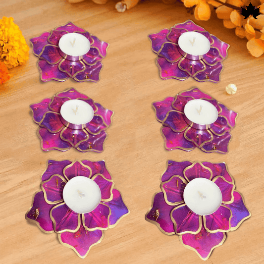 Mystic Bloom Elegance- Set of 6 Diya Holders