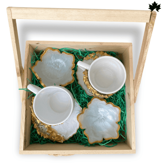 Stylish Tea Cup Set for Gifting | Handcrafted Luxury Cups with Coasters & Bowls