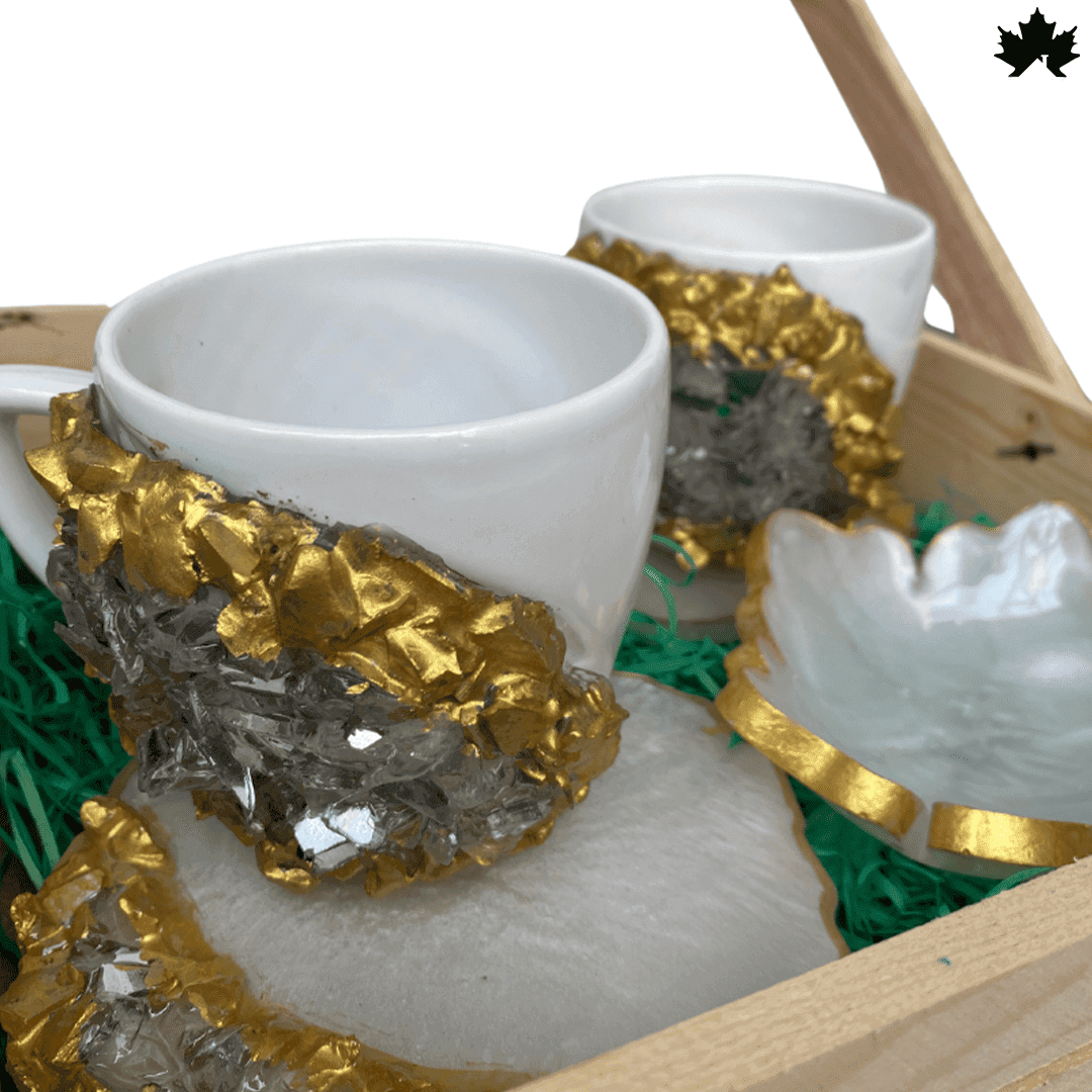 Stylish Tea Cup Set for Gifting | Handcrafted Luxury Cups with Coasters & Bowls