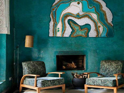 Aqua Crystal Arc – Resin Unique Abstract Wall Panel for Living Room | Fankaarlok