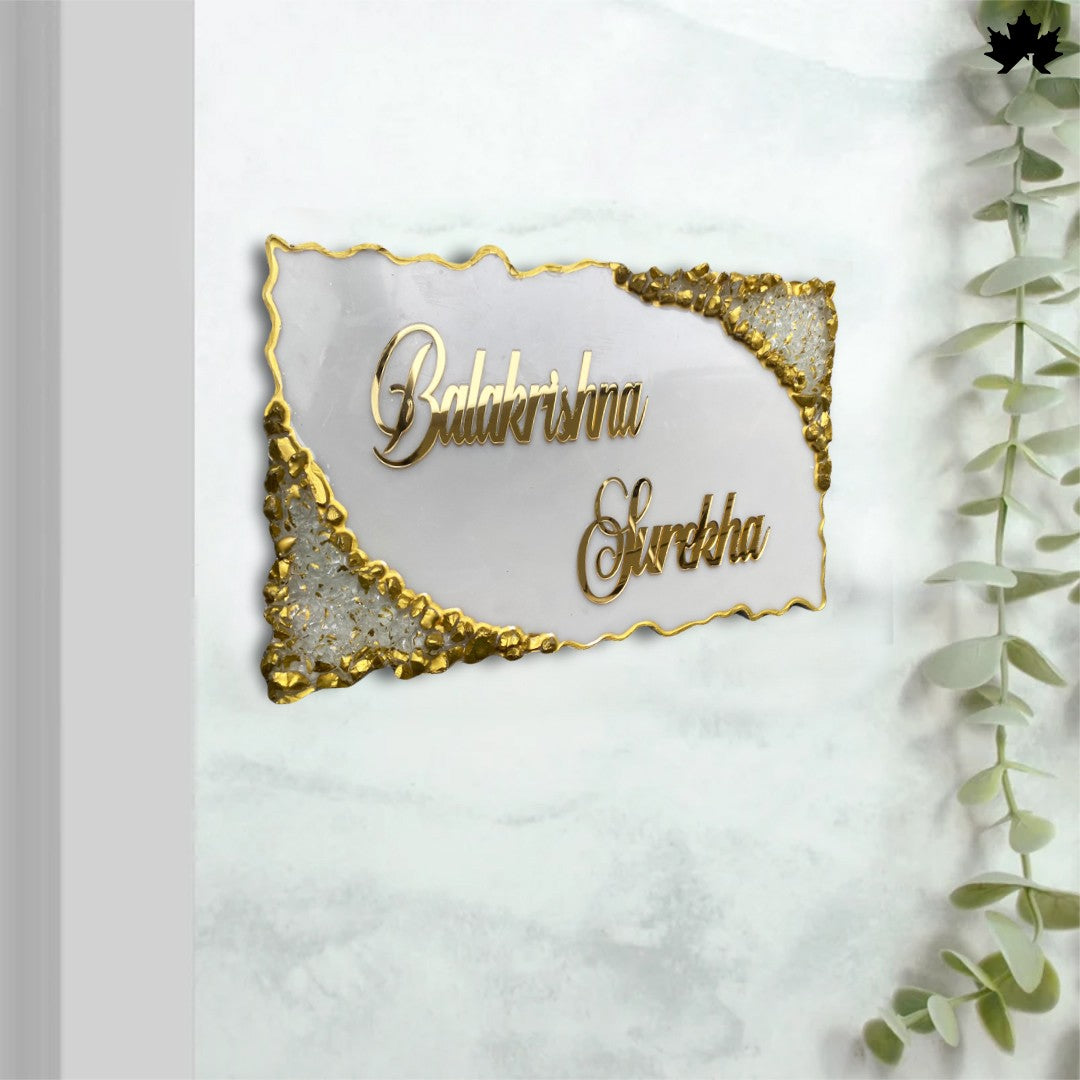 Waterproof Outdoor Nameplate for Home | Elegant Custom Nameplate with Gold Accents
