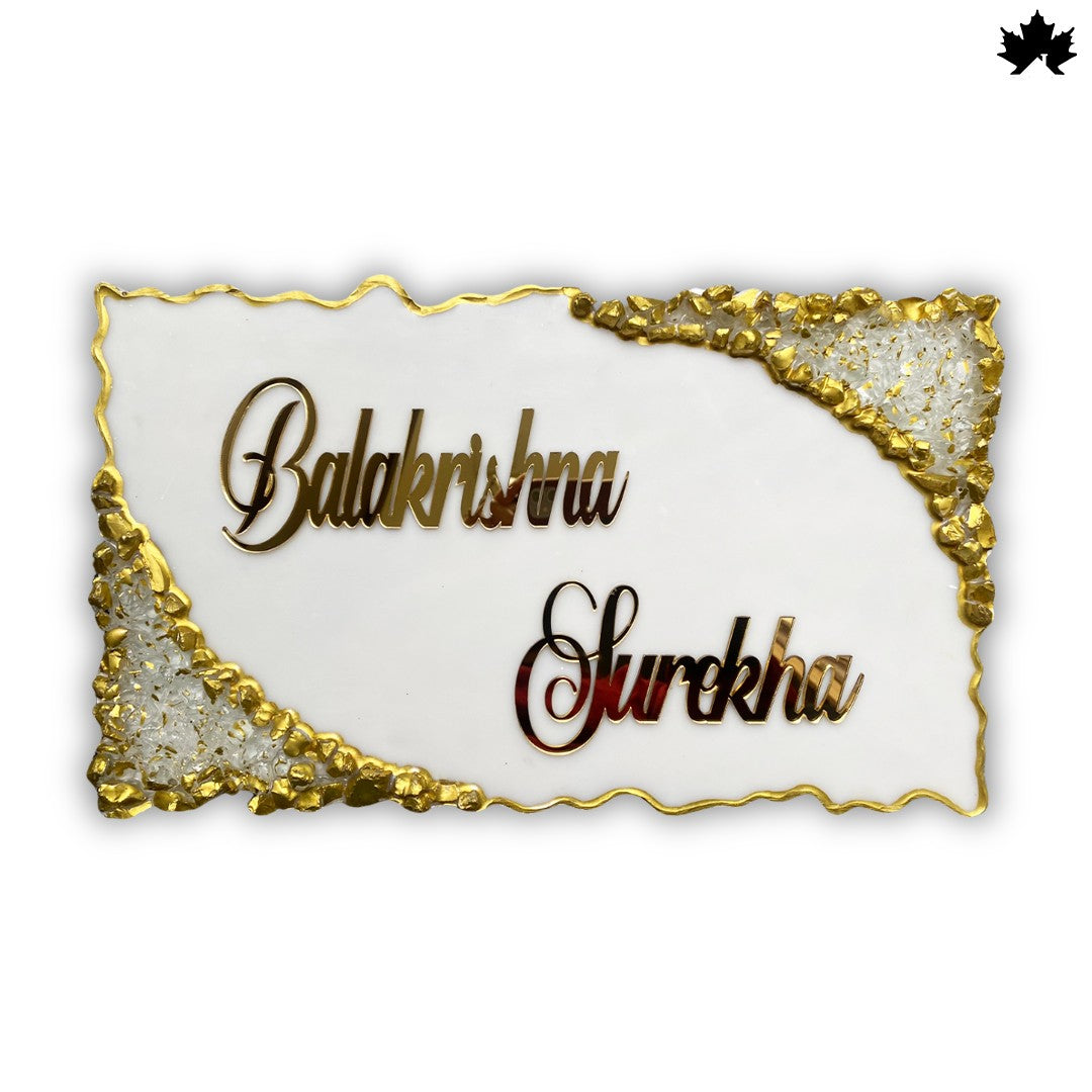 Waterproof Outdoor Nameplate for Home | Elegant Custom Nameplate with Gold Accents
