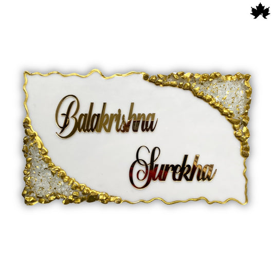 Waterproof Outdoor Nameplate for Home | Elegant Custom Nameplate with Gold Accents