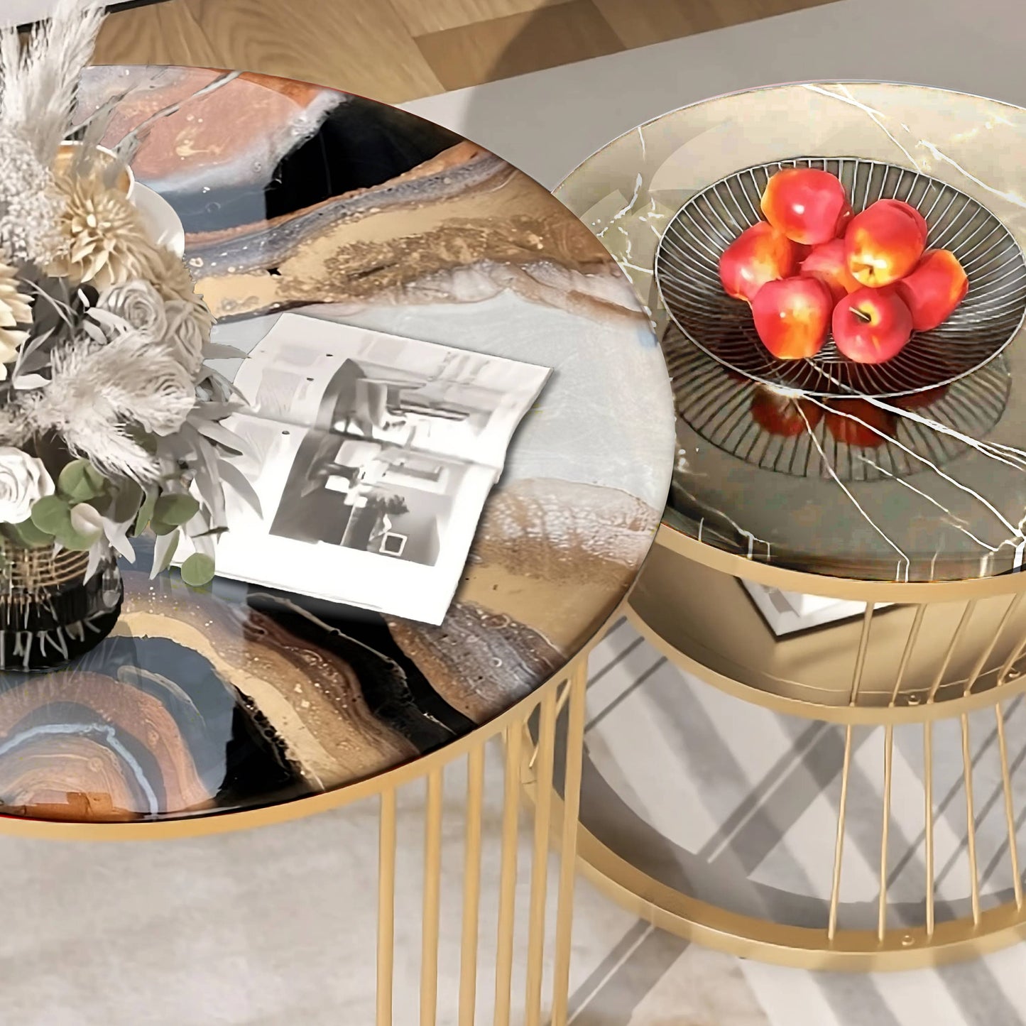 Living Room Nesting Table Design – Luxury Round Set | Fankaarlok