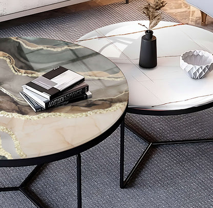 Nested Tables for Living Room – Modern Luxury Epoxy & Metal Set | Fankaarlok