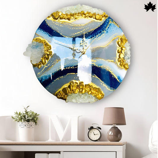 Geode Resin Art Clock – Crystal Edge Design | Round Wall Clock by Fankaarlok