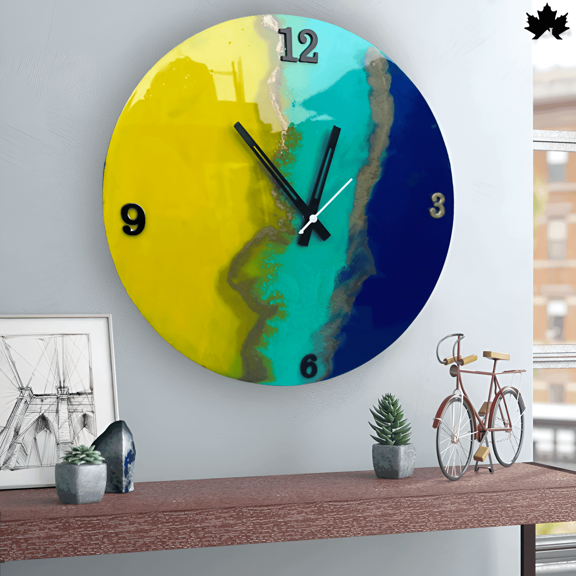 Ocean Meets Sun - Colorful Designer Clock | Fankaarlok - Fankaarlok