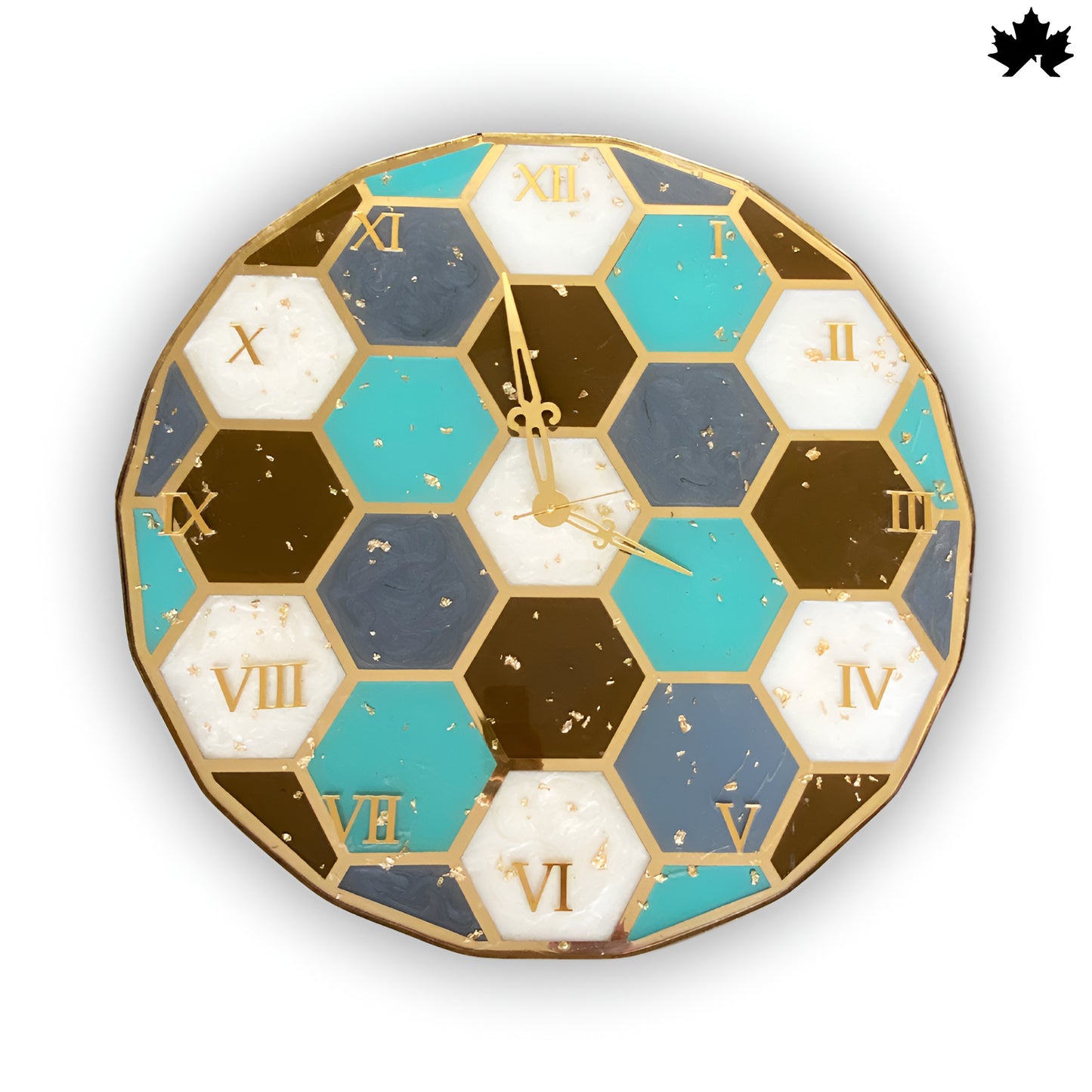 Hexagon Mosaic Pattern – Resin Art Clock  | Unique Wall Clock Design by Fankaarlok