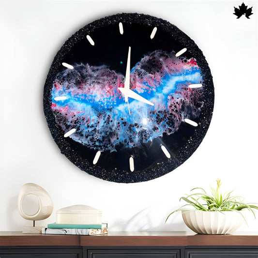 Galaxy Resin Art Clock – Sparkle Edge Design | Home Decor Wall Clock by Fankaarlok