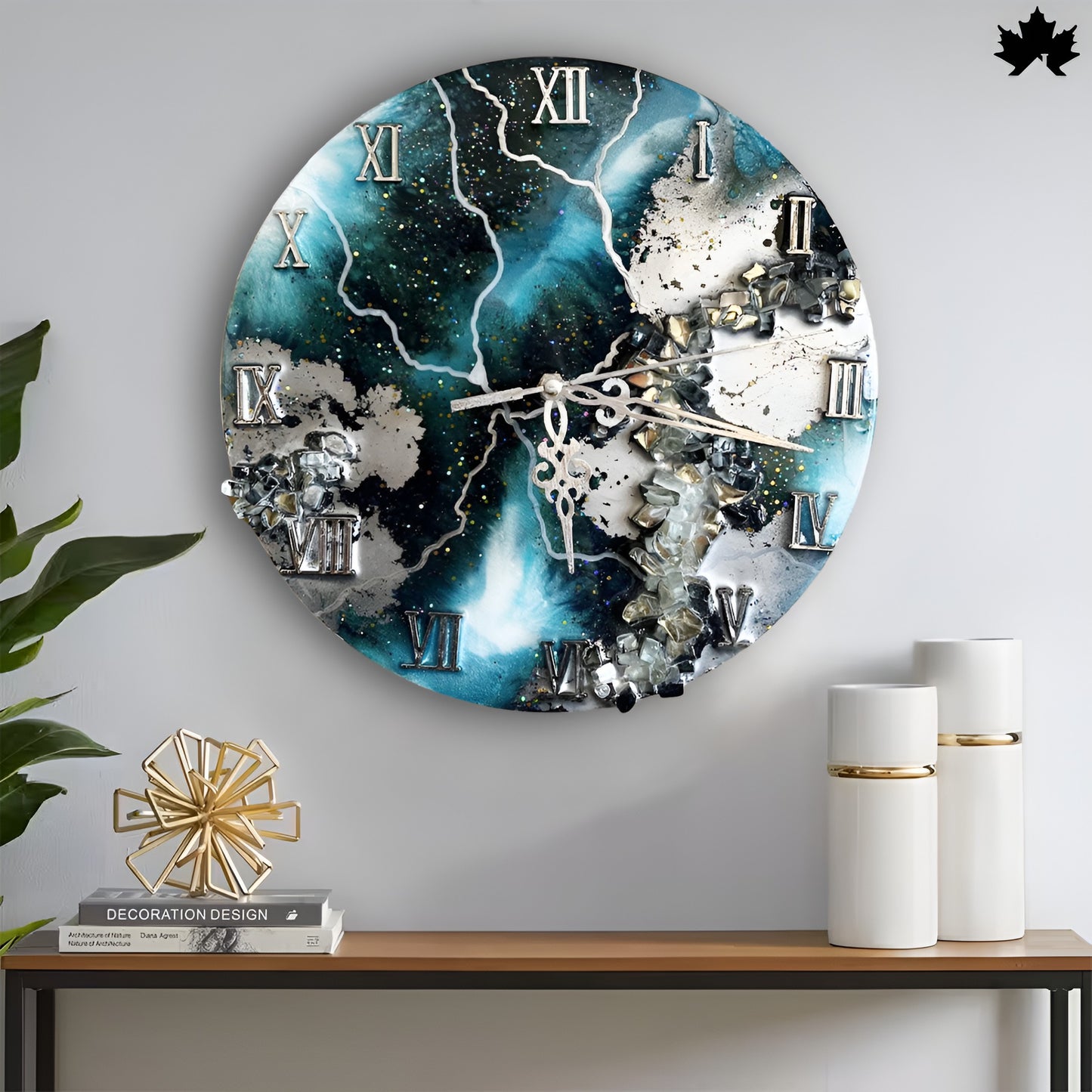 Geode Resin Art Clock – Metallic Design | Buy Wall Clock Online from Fankaarlok