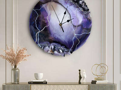 Amethyst Crystal Resin Art Clock –  Geode Wall Clock by Fankaarlok