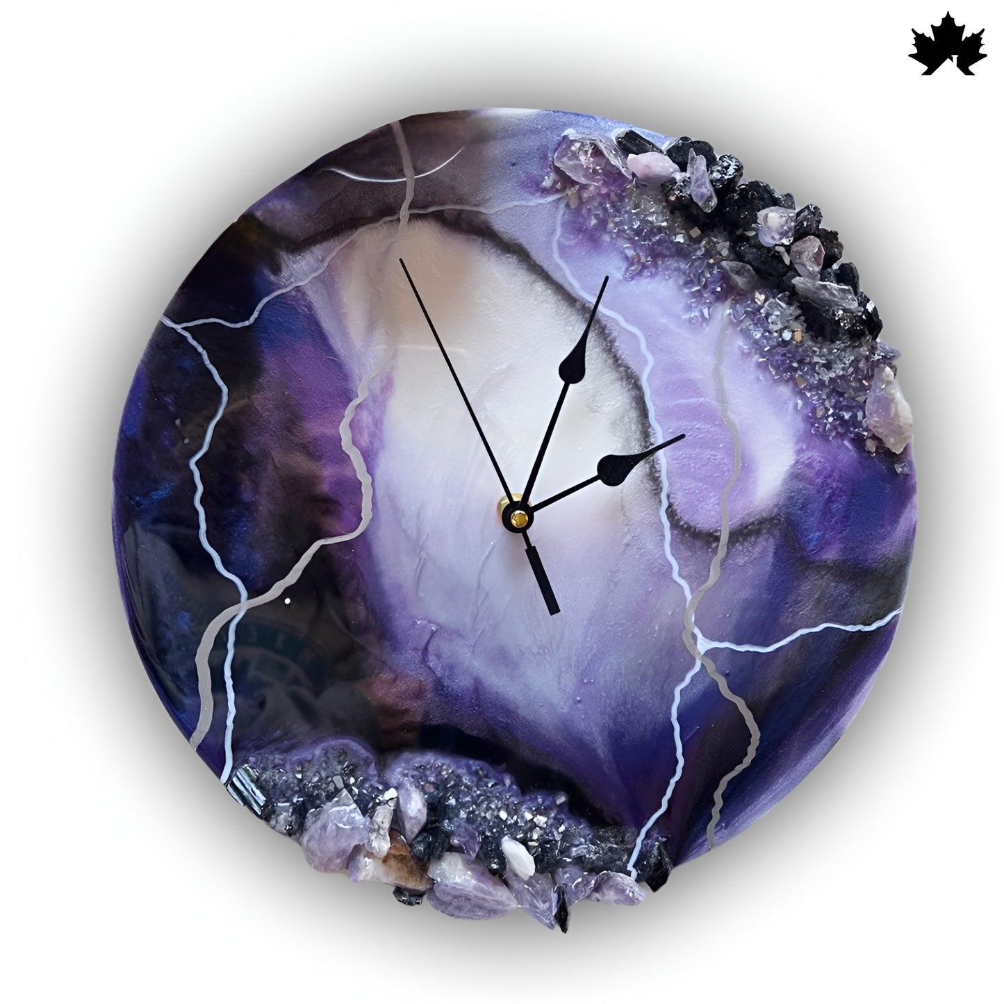 Amethyst Crystal Resin Art Clock –  Geode Wall Clock by Fankaarlok