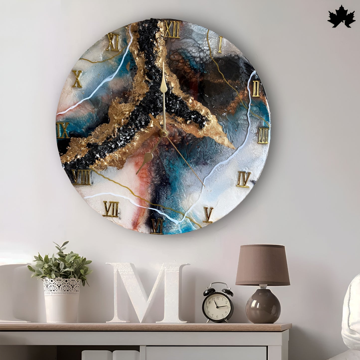 Geode Wall Clock – Black Gold Crystal Design | Classy Wall Clock Design by Fankaarlok