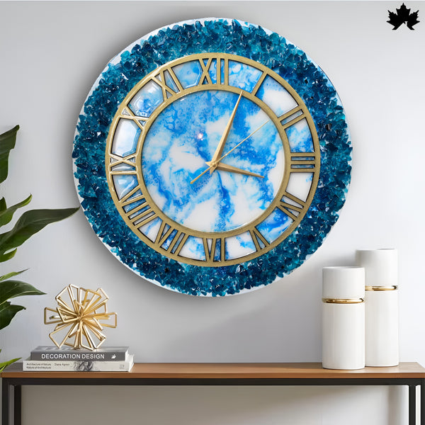 Royal wall clock with metallic Roman dial and textured artisan edge