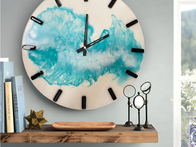 Aqua Wave Resin Art Clock | Stylish Wall Clock by Fankaarlok