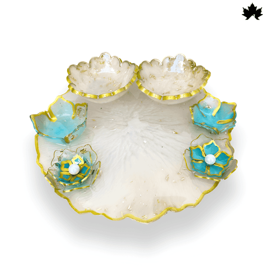 Festive Harmony Pooja Thali Set- 10 Inch with 4 Lotus Bowls