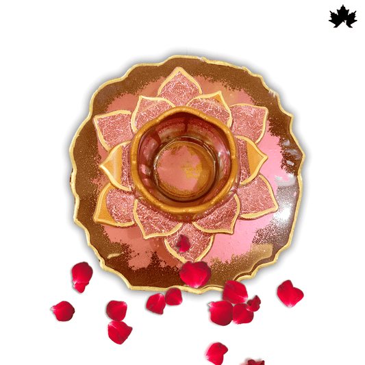 Brass Diya with Holder | Designer Floral Base for Pooja & Gifting