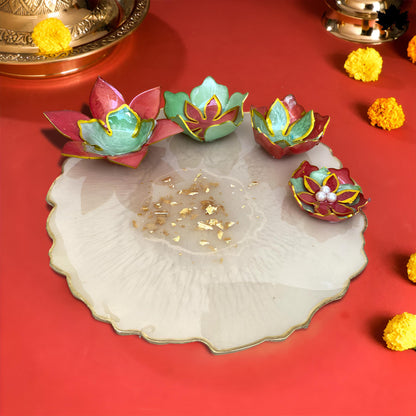 Luxury Pooja Thali for Gifting | Designer Lotus Bowl Thali for Festivals & Weddings