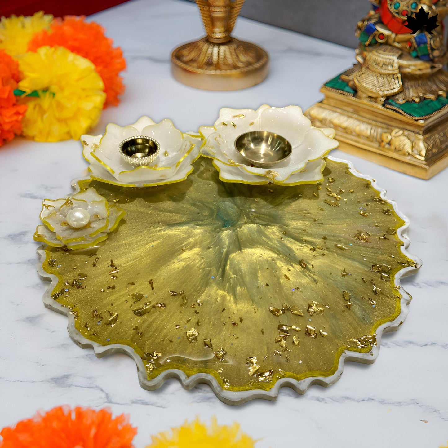 Golden Lotus Elegance – Best Pooja Thali for Gifting | Fankaarlok