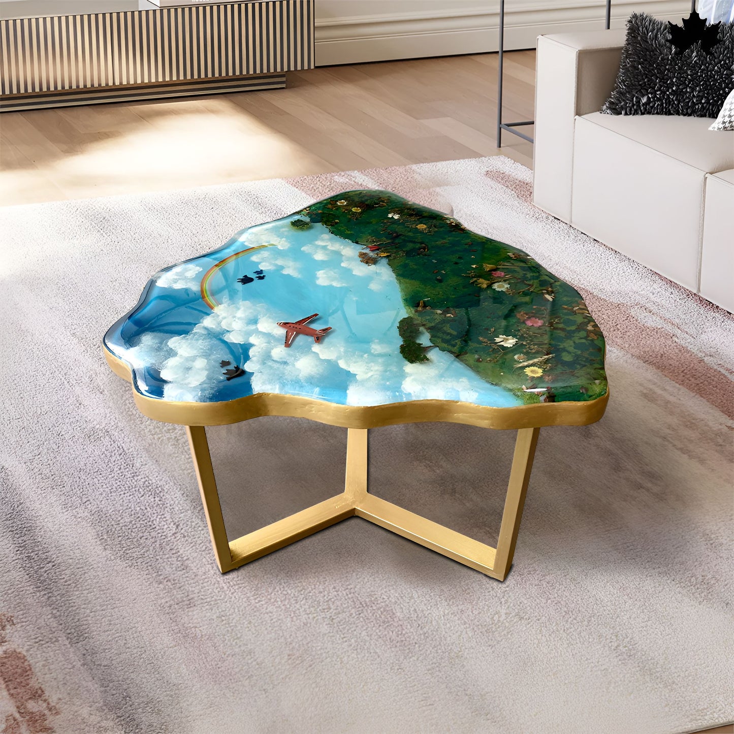 Sky Themed Coffee Table – Handcrafted Epoxy Cloud Art Table | Fankaarlok