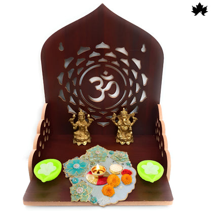 Aqua Bloom Unique Pooja Thali Design with Handcrafted Floral Art | Fankaarlok
