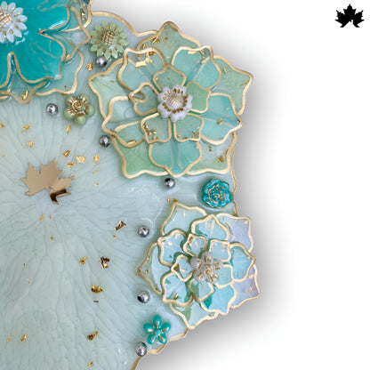 Aqua Bloom Unique Pooja Thali Design with Handcrafted Floral Art | Fankaarlok