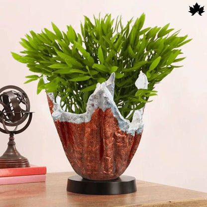 Silver Crest Copper plant holder with copper base and silver crest