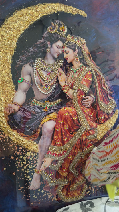Luxury 3D Shiv Parvati Wall Frame | Premium Handcrafted Divine Swaroop Wall Decor