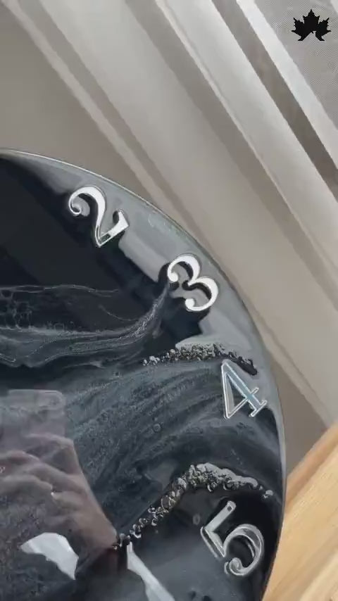 Black Swirl Resin Art Clock | Premium Wall Clock Online by Fankaarlok