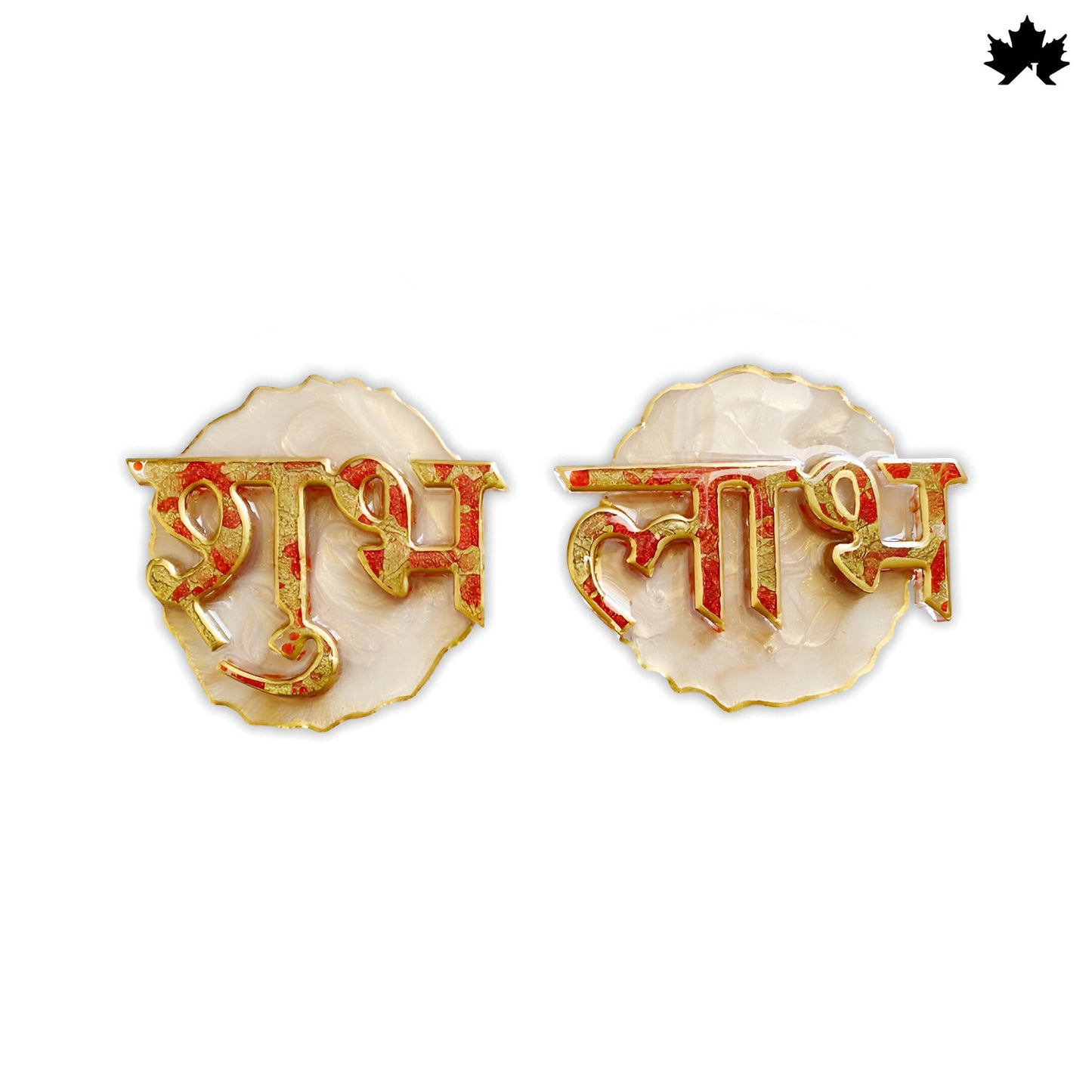 Shubh Labh Door Decoration in White & Gold Floral Design | Fankaarlok