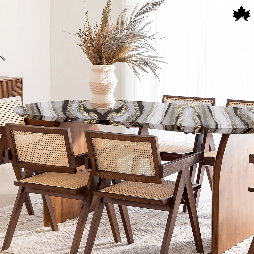 Resin Wood Dining Table – Luxury Geode-Inspired Epoxy Dining Table | Fankaarlok