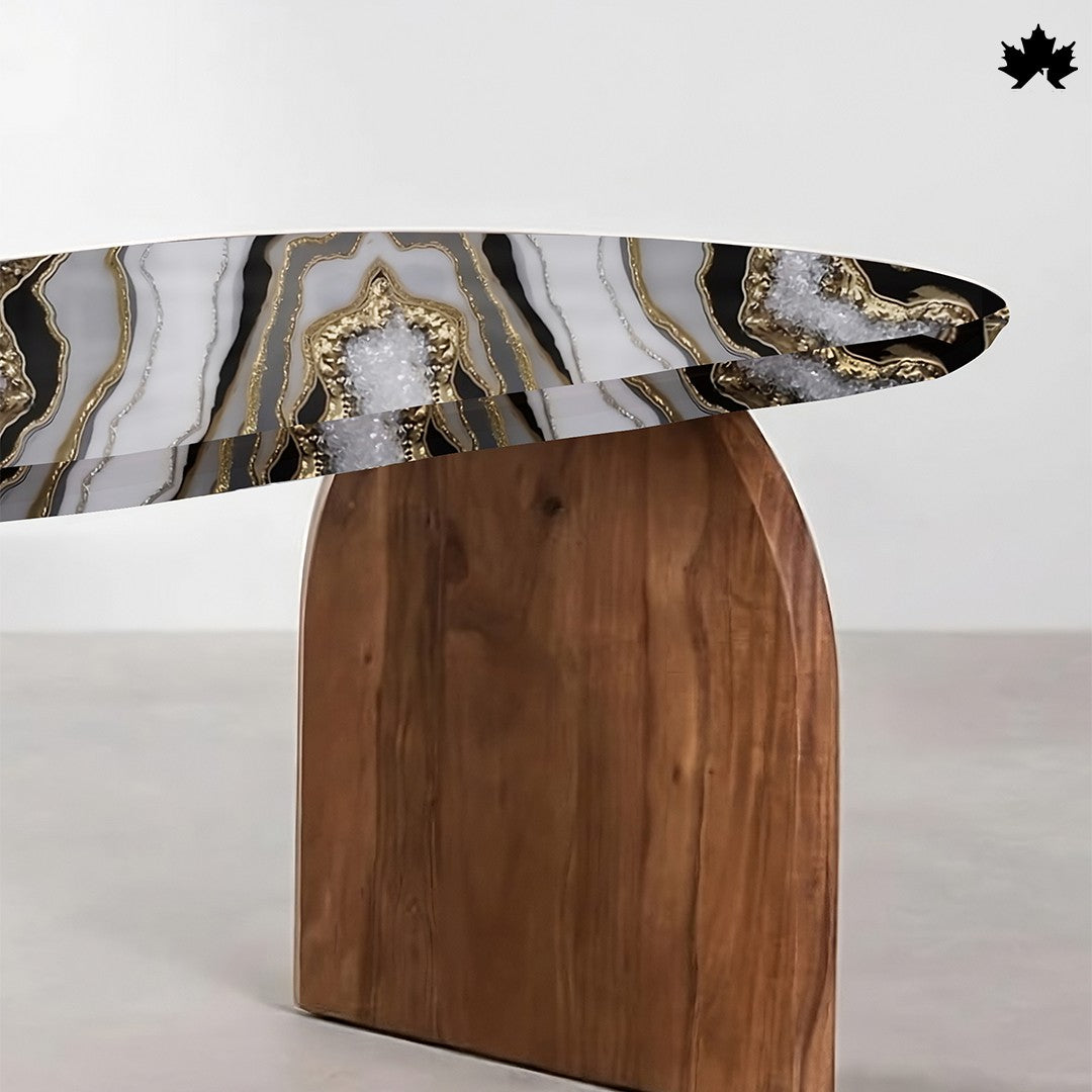 Resin Wood Dining Table – Luxury Geode-Inspired Epoxy Dining Table | Fankaarlok