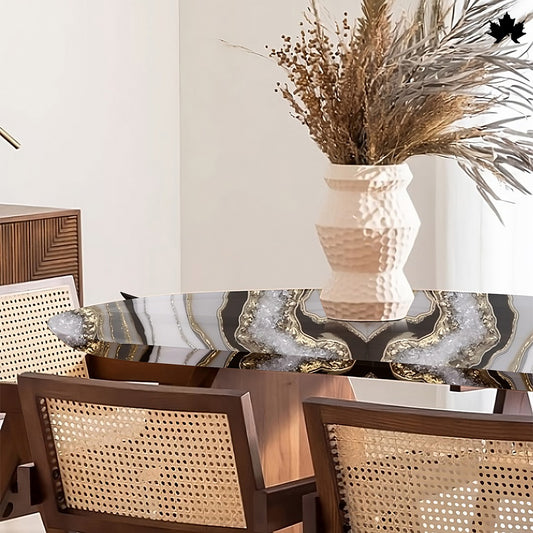 Resin Wood Dining Table – Luxury Geode-Inspired Epoxy Dining Table | Fankaarlok