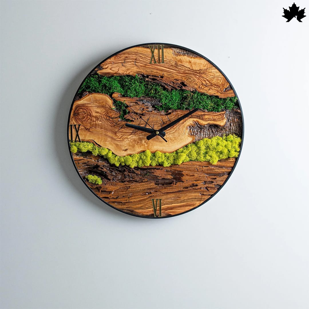 Forest Whisper - Artisan Wood & Moss Wall Clock | Fankaarlok