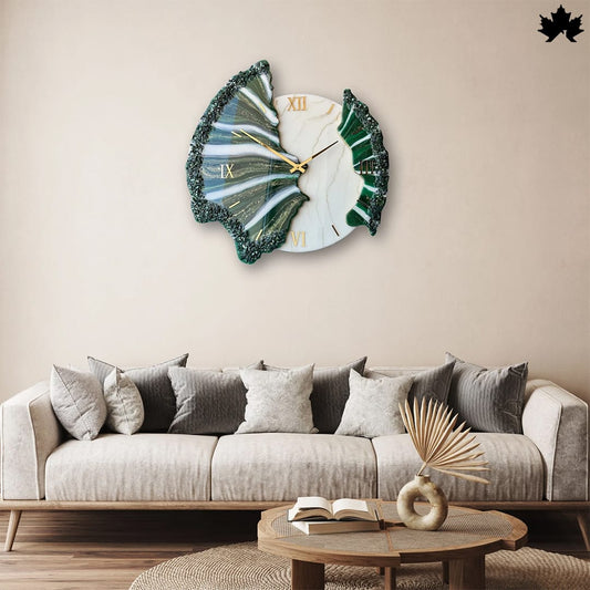 Marbled Elegance - Designer Resin Wall Clock with Glittering Accents | Fankaarlok