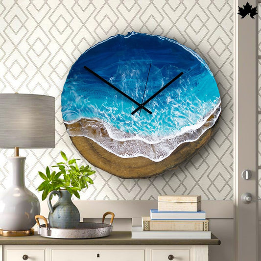 Beachfront Serenity - Minimalist Resin Wall Clock | Fankaarlok