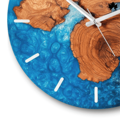 Natural Decor Wall Clock – Blue Epoxy Art & Live-Edge Wood Design | Natural Decor Wall Clock by Fankaarlok