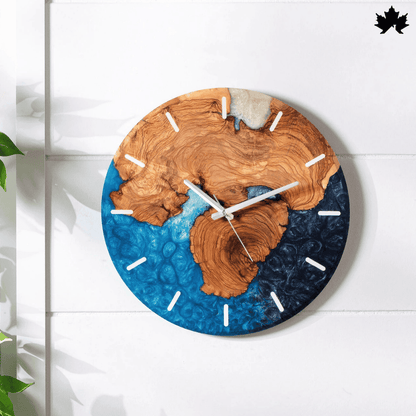 Natural Decor Wall Clock – Blue Epoxy Art & Live-Edge Wood Design | Natural Decor Wall Clock by Fankaarlok