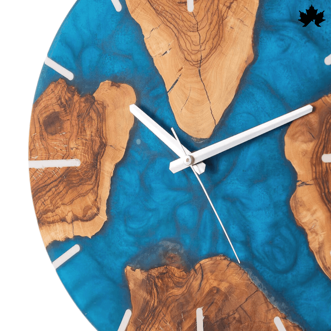 Blue Epoxy Art with Natural Wood | Unique Wooden Wall Clock Design by Fankaarlok