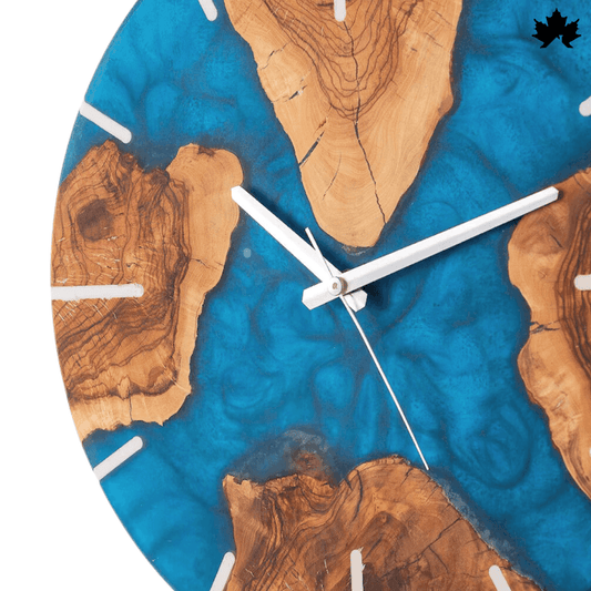 Blue Epoxy Art with Natural Wood | Unique Wooden Wall Clock Design by Fankaarlok