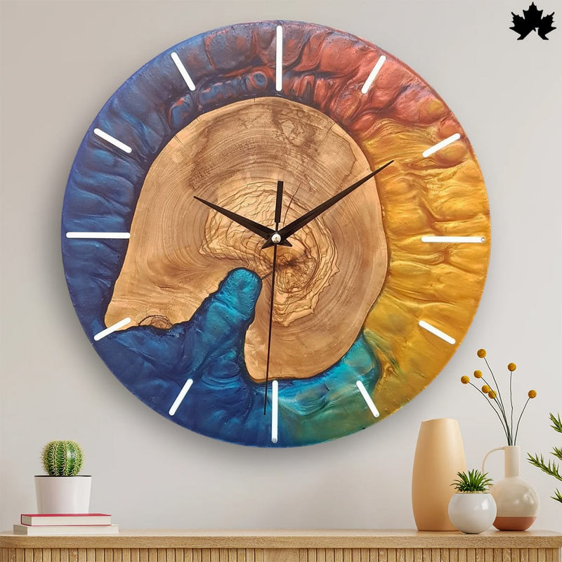 Premium Resin Wood Wall Clock | Premium Wall Clocks Near Me by Fankaarlok styled in the room