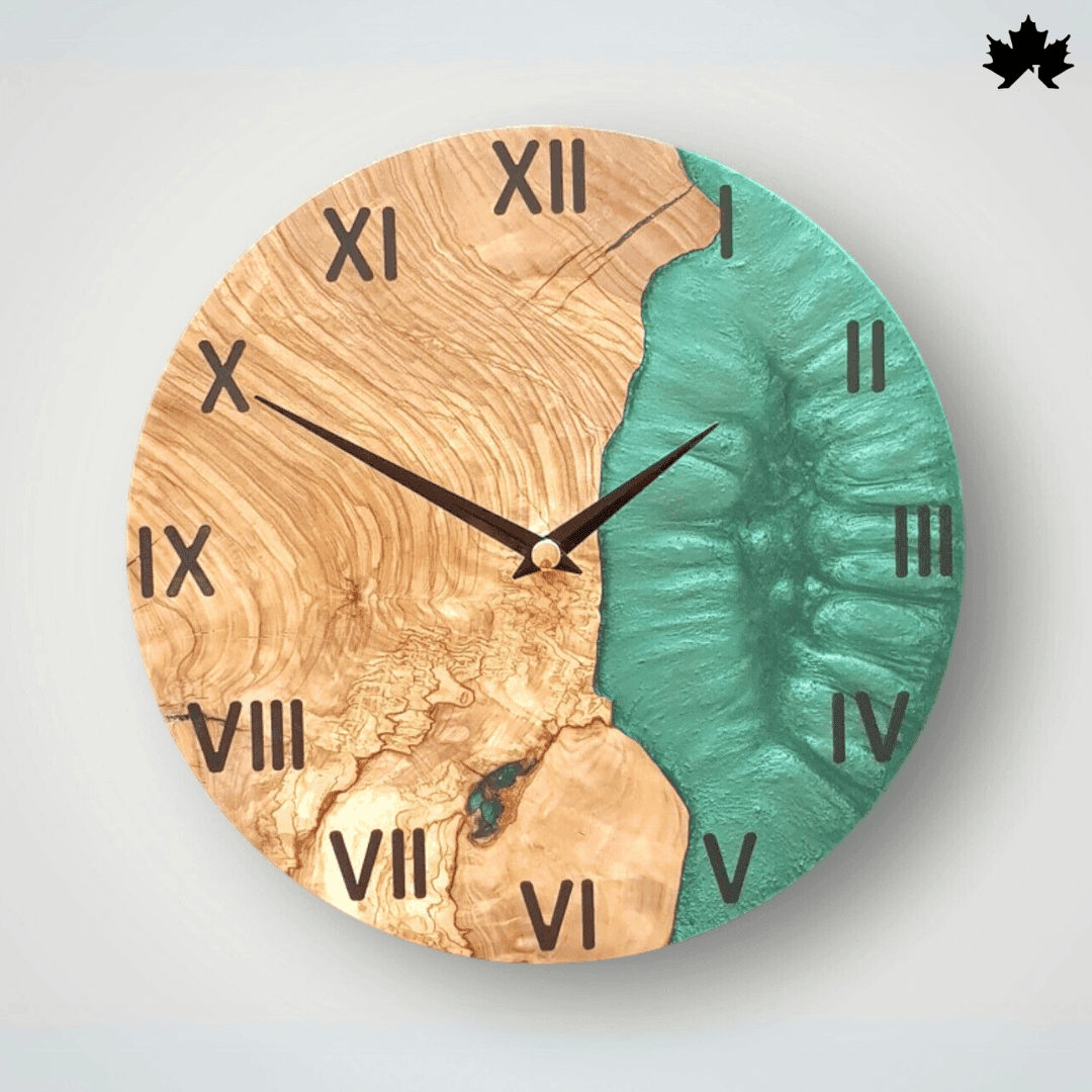 Turquoise Drift - Resin & Wood Wall Clock | Fankaarlok