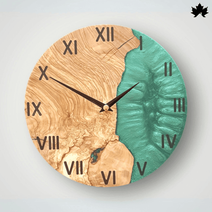 Turquoise Drift - Resin & Wood Wall Clock | Fankaarlok